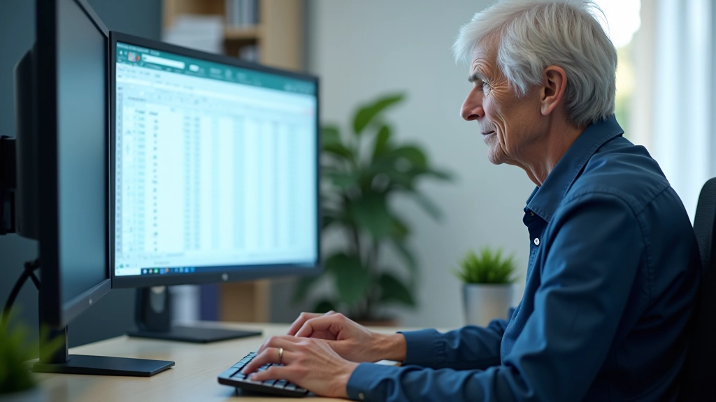 Close-up of hands typing data into spreadsheet cells with numbers and text visible
